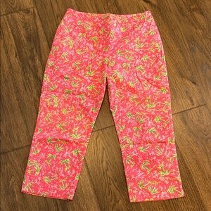 Lilly Pulitzer Pink and Green Floral Capri Pants